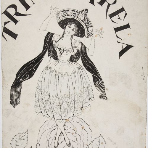 image for: Ismael Smith - Estudi per a cartell de la cupletista Trina Varela (anvers) / Estudi per a cartell de la cupletista Trina Varela (revers) - 1924