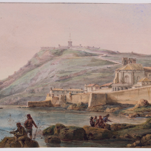 image for: Adolphe Hedwige Alphonse Delamare - Vista de Montjuïc i la muralla de mar - 1826
