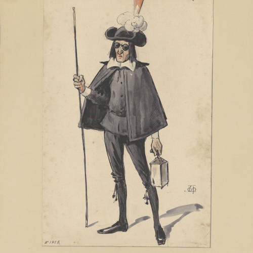 image for: Apel·les Mestres - Ronda (figurí de teatre) - Cap a 1906