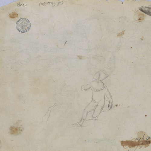 image for: Pelegrí Clavé - Agar i Ismael al desert (anvers) / Apunt de figura (revers) - Segona meitat del segle XIX [1]