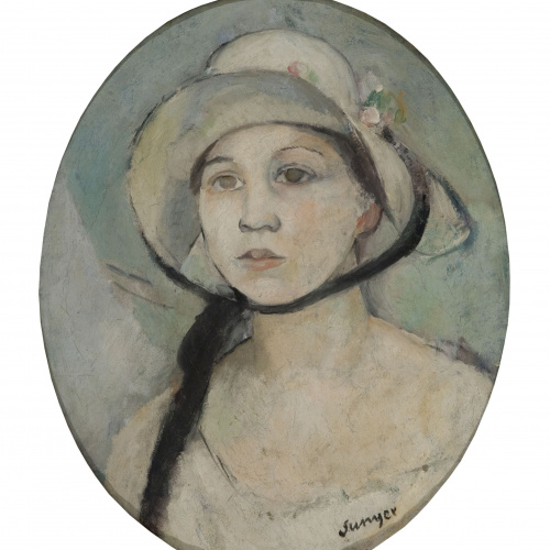 image for: Joaquim Sunyer - La noia del barret - Cap a 1917