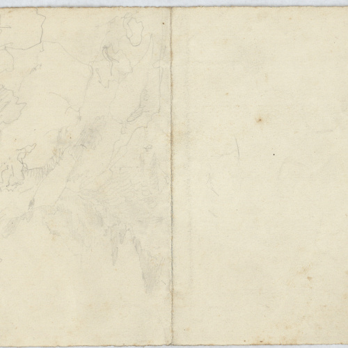 image for: Antoni Caba - Apunts de Montserrat (anvers) / Croquis de la muntanya de Montserrat [?] (revers) - Cap a 1860-1870 [1]