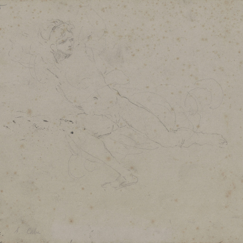 Antoni Caba - Estudi de nu femení per a una pintura (anvers) / Croquis de figures per a una pintura (revers) - Cap a 1860-1880 image for: Antoni Caba - Estudi de nu femení per a una pintura (anvers) / Croquis de figures per a una pintura (revers) - Cap a 1860-1880