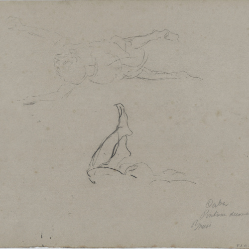 image for: Antoni Caba - Estudi de nu femení per a una pintura (anvers) / Croquis de figures per a una pintura (revers) - Cap a 1860-1880 [1]