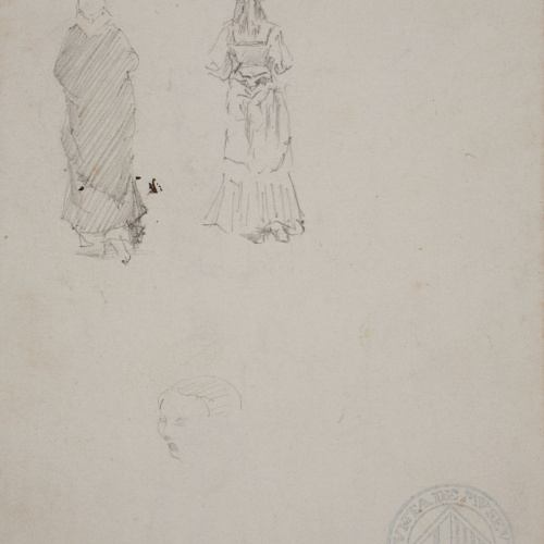 image for: Antoni Caba - Apunts de figures (anvers) / Apunt de figures (revers) - Cap a 1860-1870 [1]