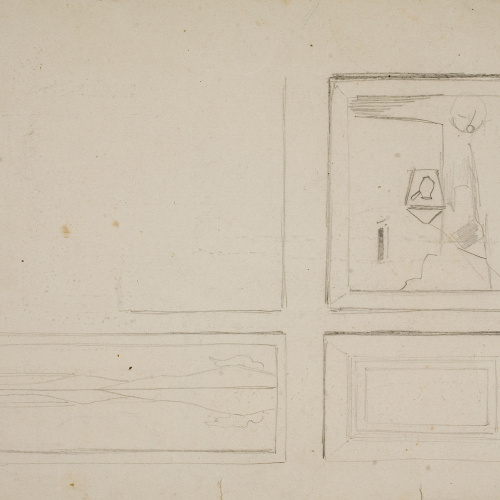 image for: Modest Urgell - Caricatures de quadres (anvers) / Croquis de quadres (revers) - Cap a 1872-1878 [1]