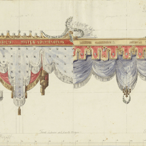 image for: Lluís Rigalt - Decoració per a la porta major de l&#039;església de la Mercè de Barcelona - Cap a 1850
