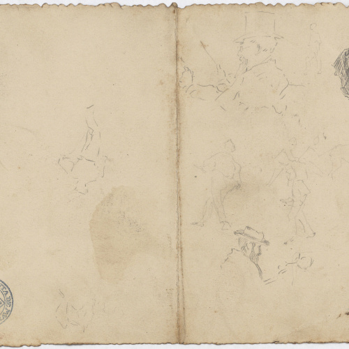 image for: Antoni Caba - Apunts de figures (anvers) / Croquis de figures i figura de torero (revers) - Cap a 1860-1870 [1]