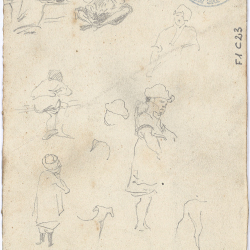 image for: Antoni Caba - Vista de carrer (anvers) / Estudi de figures (revers) - Cap a 1860-1870 [1]