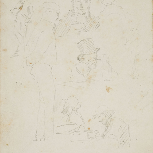 image for: Antoni Caba - Apunts de figures (còpia de gravats de Paul Gavarni) (anvers) / Apunts de figures (revers) - Cap a 1860-1870