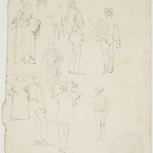 image for: Antoni Caba - Apunts de figures (còpia de gravats de Paul Gavarni) (anvers) / Apunts de figures (revers) - Cap a 1860-1870 [1]