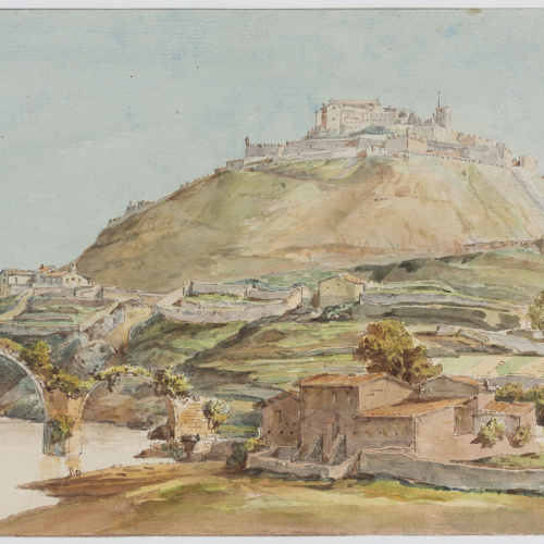 image for: Adolphe Hedwige Alphonse Delamare - Vista de Cardona i del Pont del Diable - 4 d’abril de 1825