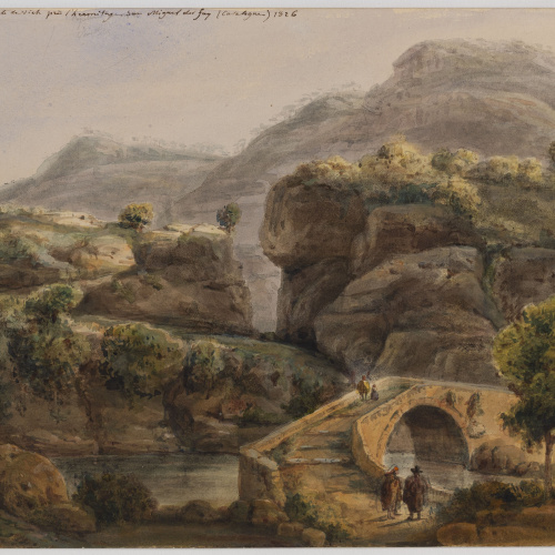 image for: Adolphe Hedwige Alphonse Delamare - Pont sobre el riu Rossinyol a Sant Miquel del Fai - 1826