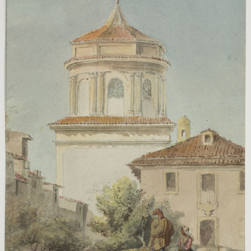 image for: Adolphe Hedwige Alphonse Delamare - Vista de l&#039;església de l&#039;hospital a Vitòria - 8 novembre 1824