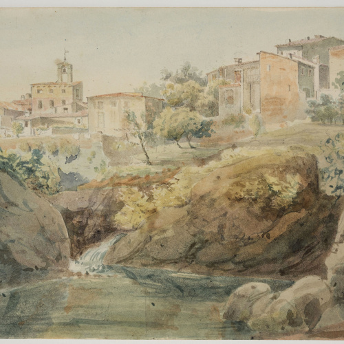 image for: Adolphe Hedwige Alphonse Delamare - Vista de Caldes de Montbui - Dijous 21 de juny de 1827
