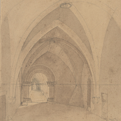 Achille Battistuzzi - Galeria del claustre del monestir de Poblet (escenografia) - Cap a 1870 image for: Achille Battistuzzi - Galeria del claustre del monestir de Poblet (escenografia) - Cap a 1870