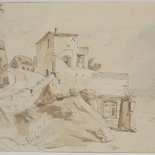 image for: Adolphe Hedwige Alphonse Delamare - Arenys de Mar (anvers) / Apunt de paisatge (revers) - 28 de novembre de 1827