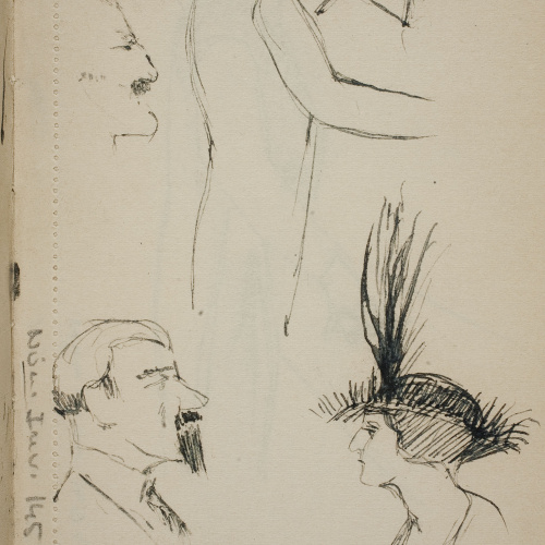 image for: Ismael Smith - Estudi de figures de perfil - Cap a 1911-1913