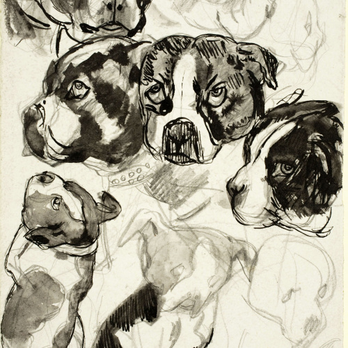 image for: Ismael Smith - Apunts de gossos (anvers) / Croquis de figures (revers) - Cap a 1905-1915