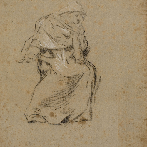 image for: Antoni Caba - Estudi de figura per a la pintura «Penediment de Judes» (anvers) / Estudi de figura per a la pintura «Penediment de Judes» (revers) - Cap a 1874