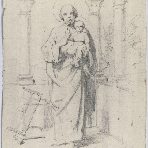 Claudi Lorenzale - Sant Josep i el nen Jesús a la fusteria - Cap a 1850-1870 image for: Claudi Lorenzale - Sant Josep i el nen Jesús a la fusteria - Cap a 1850-1870