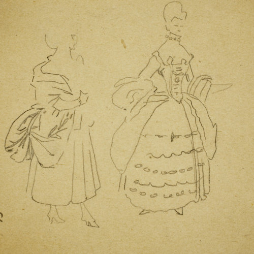 image for: Ismael Smith - Estudi d&#039;indumentària del segle XVIII (anvers) / Estudi d&#039;indumentària del segle XVIII (calc de l&#039;anvers) (revers) - Cap a 1910 [1]