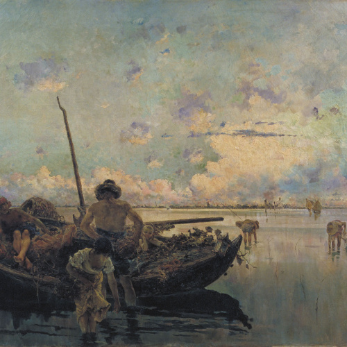 image for: Arcadi Mas i Fondevila - Pescadors de cloïsses a la Llacuna de Venècia - Venècia, 1880