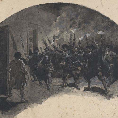 Josep Lluís Pellicer - Invasió a l'Insula (Escena del capítol LIII del Quixot) - 1884 image for: Josep Lluís Pellicer - Invasió a l'Insula (Escena del capítol LIII del Quixot) - 1884