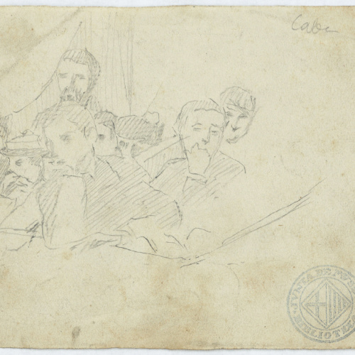 image for: Antoni Caba - Grup de gent a la llotja d&#039;un teatre [?] (anvers) / Grup de gent a la llotja d&#039;un teatre [?] (revers) - Cap a 1860-1870 [1]