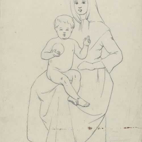 image for: Claudi Lorenzale - Mare de Déu amb el Nen (anvers) / Mare de Déu amb el Nen (revers) - Cap a 1850-1870