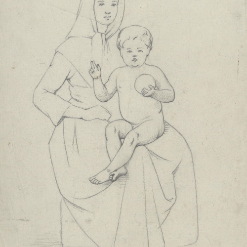 image for: Claudi Lorenzale - Mare de Déu amb el Nen (anvers) / Mare de Déu amb el Nen (revers) - Cap a 1850-1870 [1]