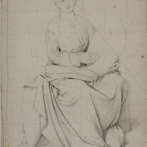 image for: Claudi Lorenzale - Dona asseguda sostenint un farcell (anvers) / Dona asseguda sostenint un farcell (revers) - Cap a 1850-1870 [1]