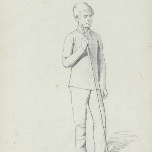 image for: Claudi Lorenzale - Jove amb una vara alta a la mà - Cap a 1860-1880
