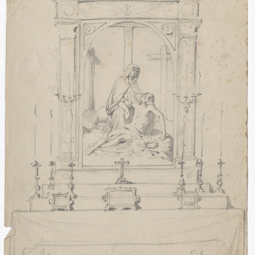 image for: Claudi Lorenzale - Estudi de la Pietat per al retaule de la Torre del Veguer - Cap a 1877