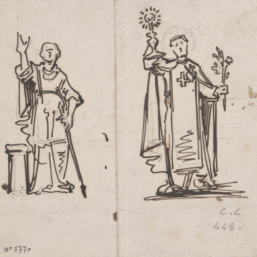 Claudi Lorenzale - Figura de guerrer i figura de sant (anvers) / Figura de guerrer i figura de sant (revers) - Cap a 1850-1870 image for: Claudi Lorenzale - Figura de guerrer i figura de sant (anvers) / Figura de guerrer i figura de sant (revers) - Cap a 1850-1870