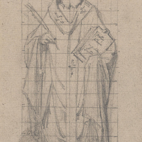 image for: Claudi Lorenzale - Estudi de Sant Agustí per al retaule de la Torre del Veguer - Cap a 1877