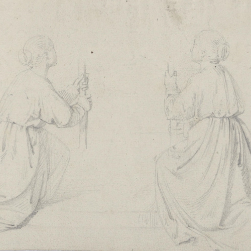 Claudi Lorenzale - Dues dones d'esquerna - Cap a 1850-1870 image for: Claudi Lorenzale - Dues dones d'esquerna - Cap a 1850-1870