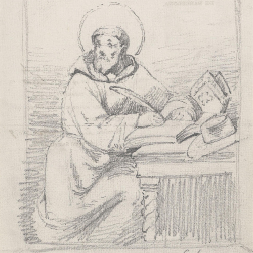 image for: Claudi Lorenzale - Sant Agustí escrivint [?] - Cap a 1877