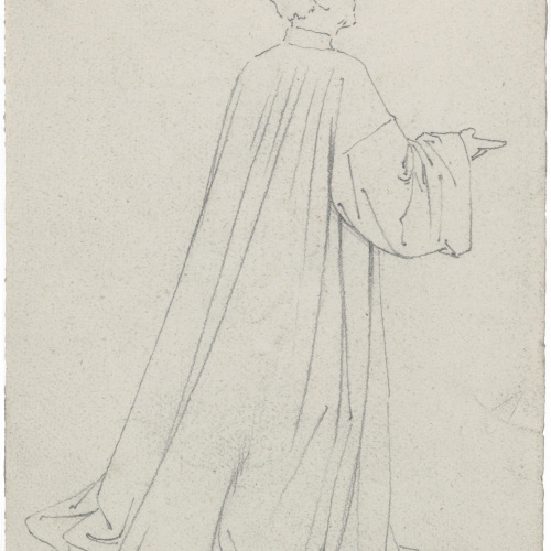 image for: Claudi Lorenzale - Estudi de jove sagristà per al quadre «Casament de Ramon Berenguer IV i la reina Peronella d&#039;Aragó» (anvers) / Estudi de figura d&#039;esquena per al quadre «Casament de Ramon... - Cap a 1870 [1]