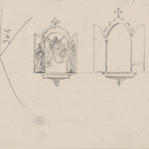 image for: Claudi Lorenzale - Dos àngels (anvers) / Projecte de tríptic (revers) - Cap a 1850-1870 [1]