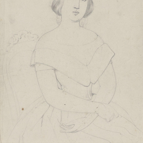 image for: Claudi Lorenzale - Retrat de dona (anvers) / Retrat de dona (revers) - Cap a 1860-1880 [1]