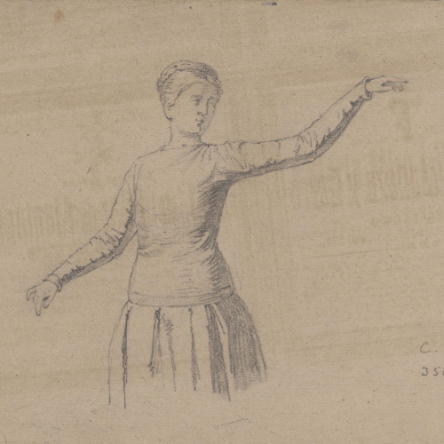 image for: Claudi Lorenzale - Dona amb el braç esquerre estès - Cap a 1860-1880