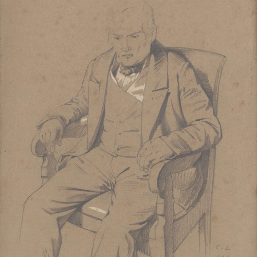 image for: Claudi Lorenzale - Retrat de senyor assegut en una butaca - Cap a 1860-1880