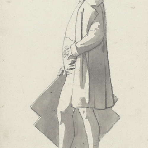 image for: Claudi Lorenzale - Figura masculina amb un plànol o bastidor a la mà - Cap a 1860-1880