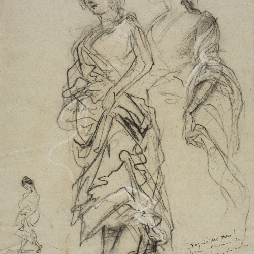 image for: Ramon Martí i Alsina - Estudi de figures per a un quadre (anvers) / Apunts de paisatge (revers) - Cap a 1875-1880