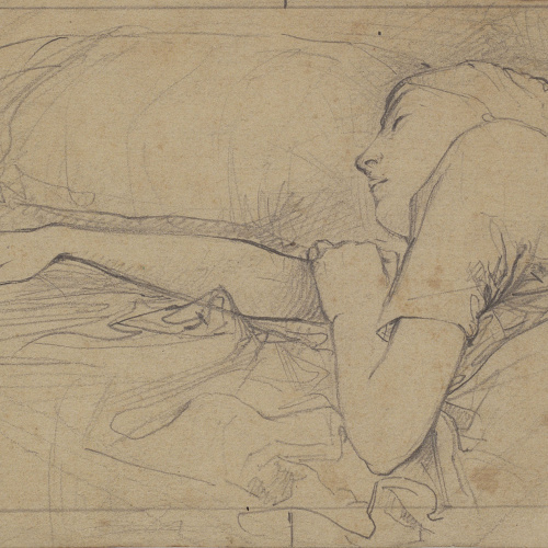 image for: Ramon Martí i Alsina - Dona ajaguda al llit dormint - Cap a 1855-1860