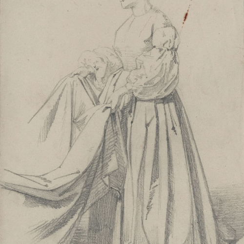 image for: Claudi Lorenzale - Estudi de figura femenina - Cap a 1860-1880