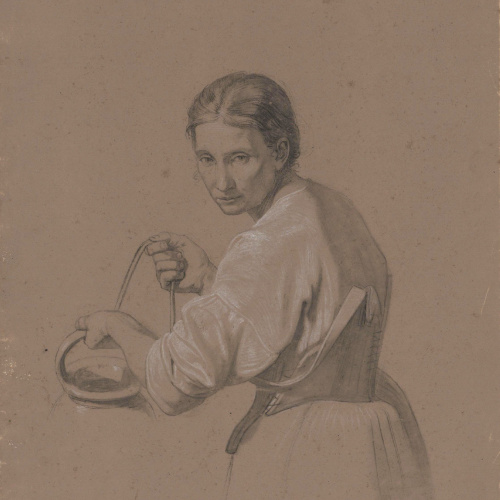 image for: Claudi Lorenzale - Estudi de figura femenina - Cap a 1860-1880