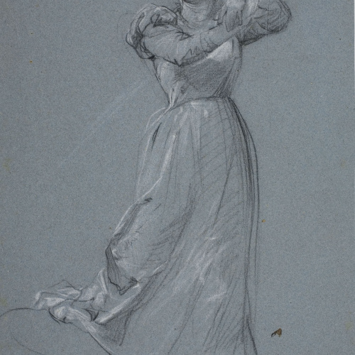 image for: Ramon Martí i Alsina - Apunt de dona amb un estendard per al quadre «La companyia de Santa Bàrbara» - Cap a 1891