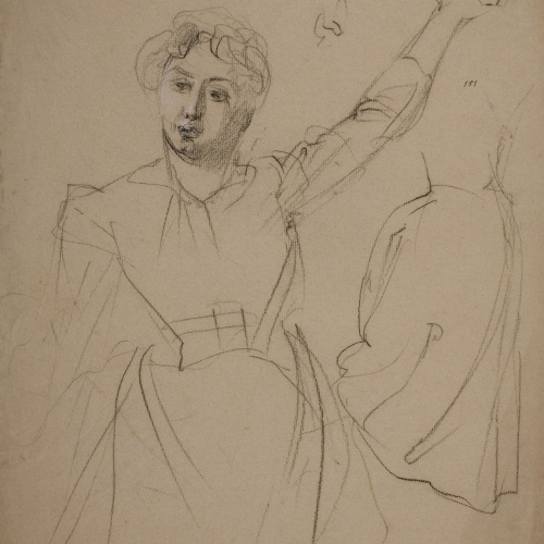 image for: Ramon Martí i Alsina - Dona amb el braç aixecat enlaire per al quadre «La Companyia de Santa Bàrbara» - Cap a 1891